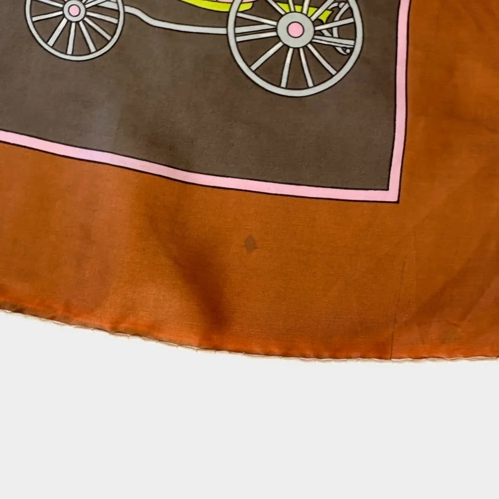 Vintage 1950s Equestrian Carriage Print Scarf